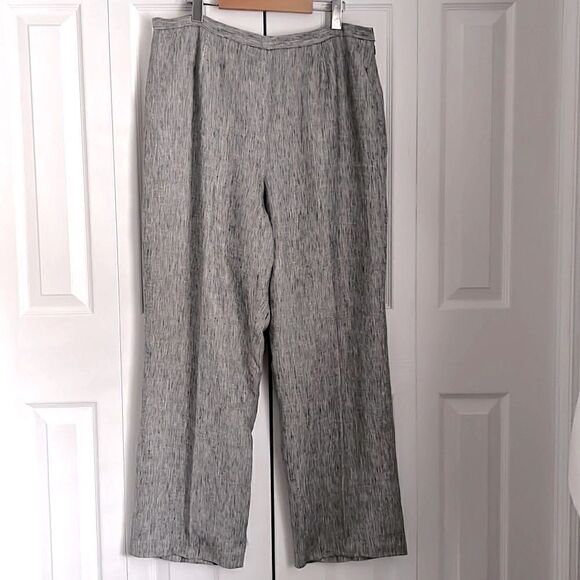 KASPER GREY/BLACK 100% LINEN FULLY LINED PANTS SIZE 18 - Picture 1 of 9